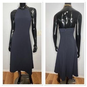 Staud Moritz Chain-Halter Crepe Midi Dress - Navy - Midi Sz 0 NWT